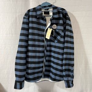 NWT - Men’s NOMAD Sherpa Lined Large Flannel Button-up Shirt, Blue & Black
